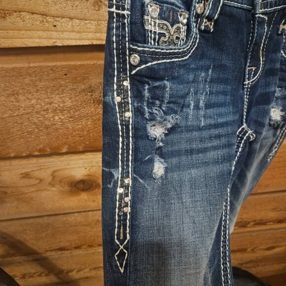 ROCK RIVIAL Blue Distressed Skinny Jeans. Super Cute - Picture 3 of 12